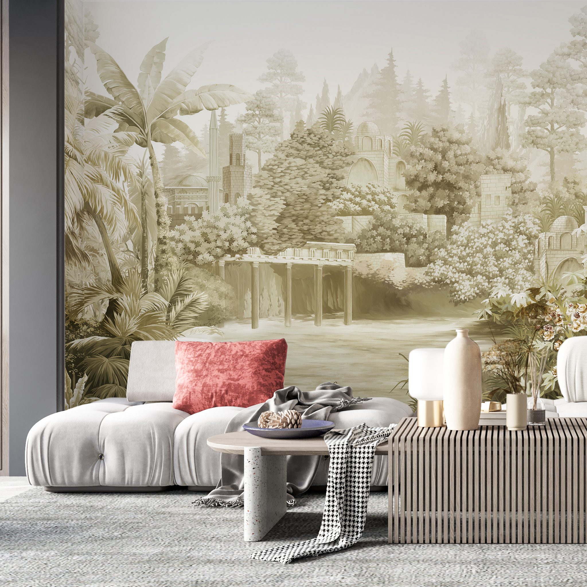 White line decor wallpaper