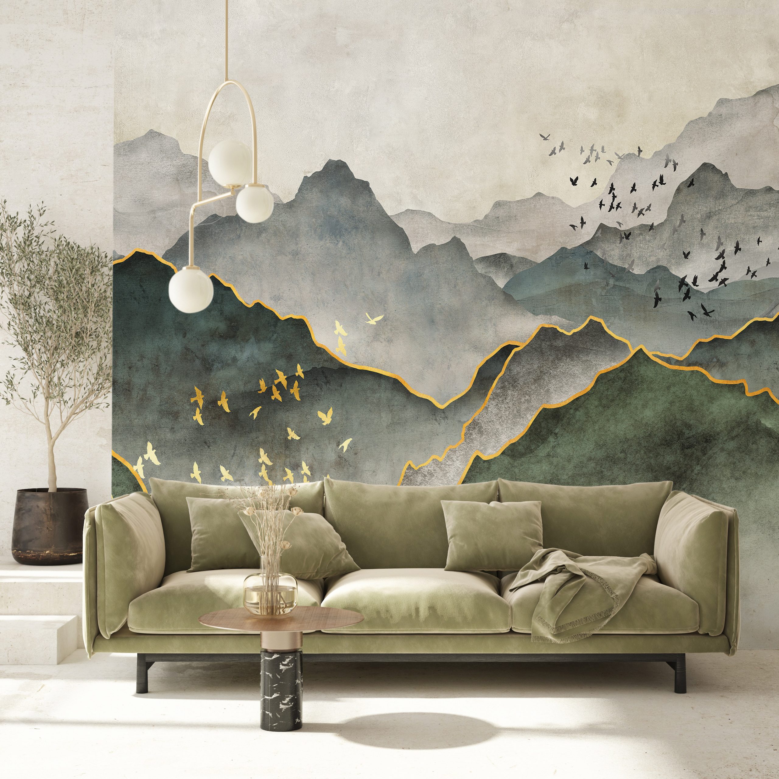 White line decor wallpaper