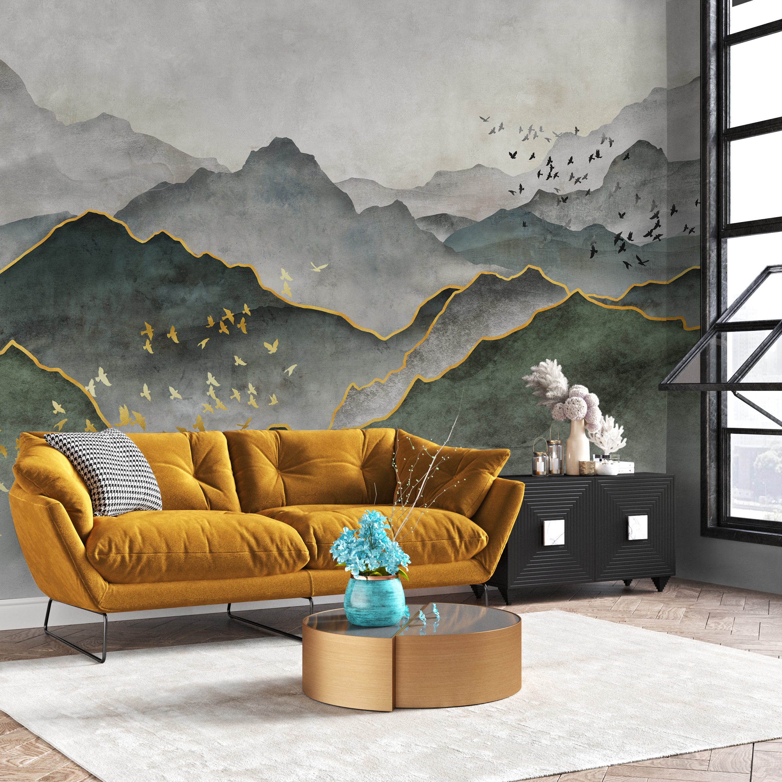 White line decor wallpaper